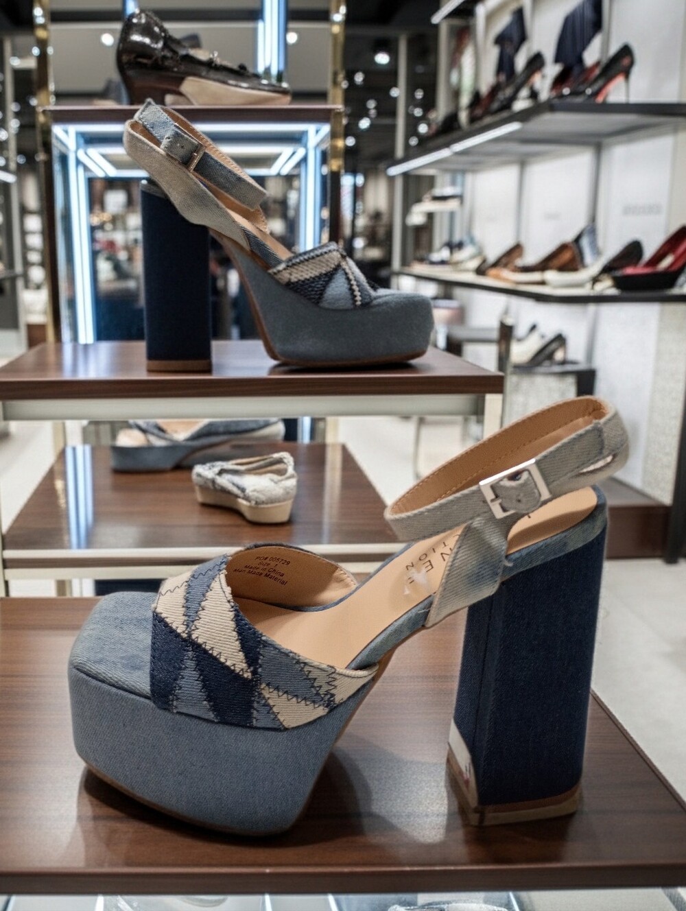 New Journee Collection Asherby Platform Slingback Sandal in Denim Blue - Women 7